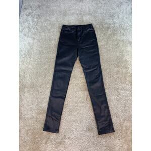 Apperloth Pants Faux Leather Ladies Size S Black Stretch Skinny High Rise D771